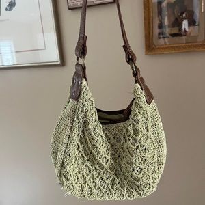 Green and brown vintage hand bag